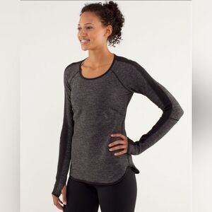 Lululemon Runder Under Long Sleeve Mini Check Pique Heathered Black M/L? NO TAGS